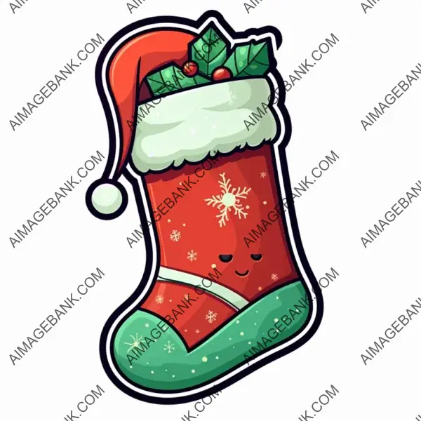 Kawaii Christmas Stockings Sticker Tattoo: Santa&#8217;s Surprise