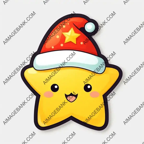 Shine Bright with a Yellow Star Santa Hat Sticker Tattoo