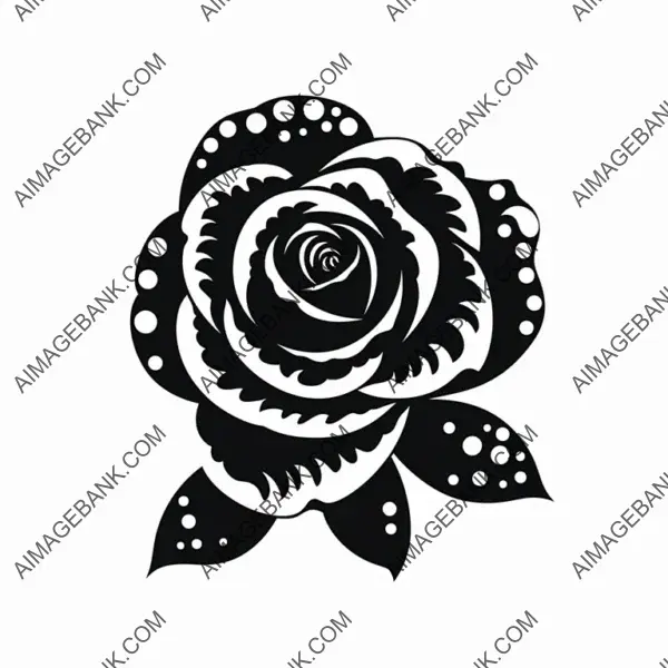 Rose Flower T-Shirt Design: Vector Stencil Ink