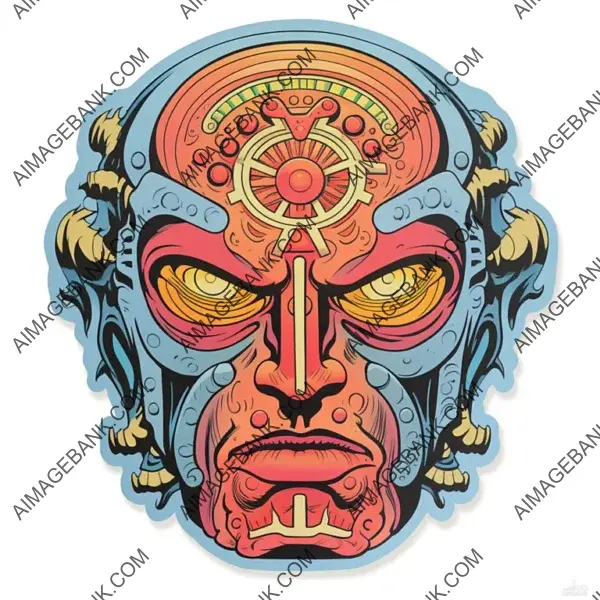 Inked Artistry: Head Celestial Jack Kirby Sticker Tattoo