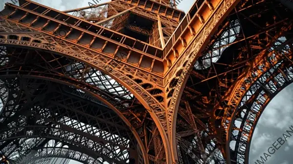 Macro Details of Eiffel Tower: Parisian Elegance