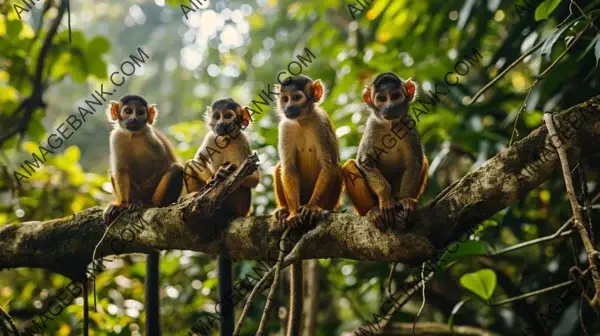 Playful Monkeys in the Canopy: Tree Delight