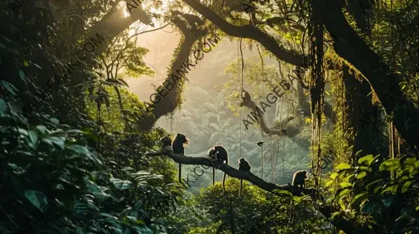 Captivating Photograph of Monkeys in Canopy