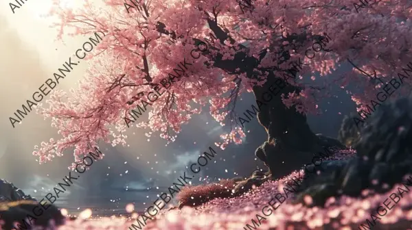 Serene Scene with Sakura Blossom Serenity