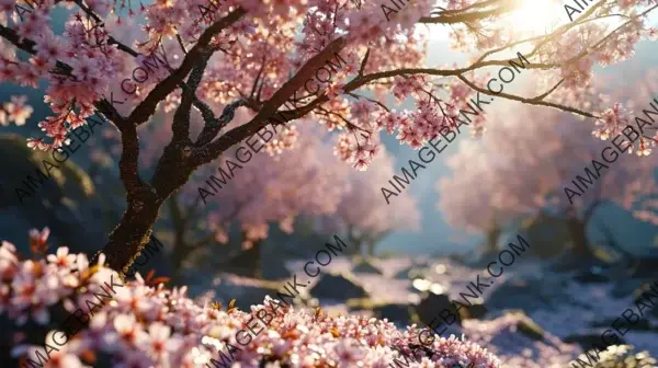 Sakura Blossom Serenity: A Tranquil Setting