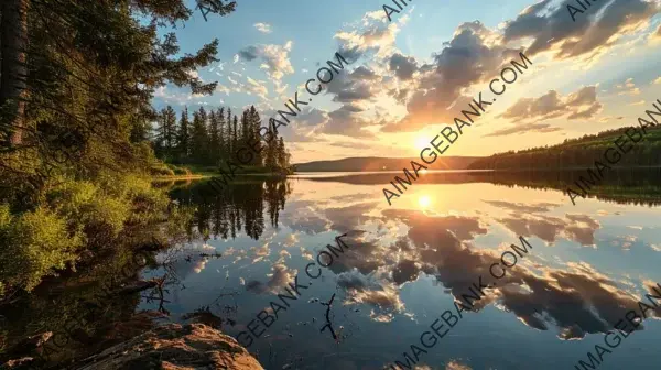 Serene Sunset Reflections on a Lake