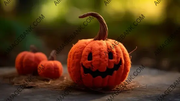 Create Wallpaper Featuring a Cozy and Well-Lit Halloween Needle Felted Pumpkin