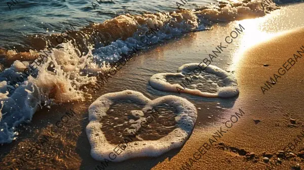 Create Wallpaper Featuring a Romantic Image of Hearts in the Sand