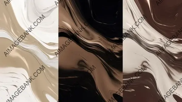 Energetic Brushstrokes in White, Beige, Brown and Black