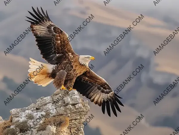 Perched on Cliff: Bird of Prey Portrait