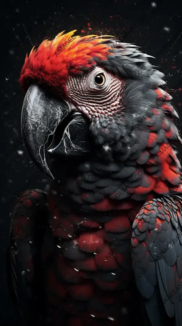 Red and Black Macaw: Colorful Parrot Close-Up
