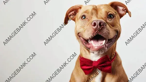 Dog Portrait with Red Bow Tie Around Its Neck