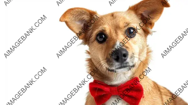 Portrait of a Dog with a Stylish Red Bow Tie