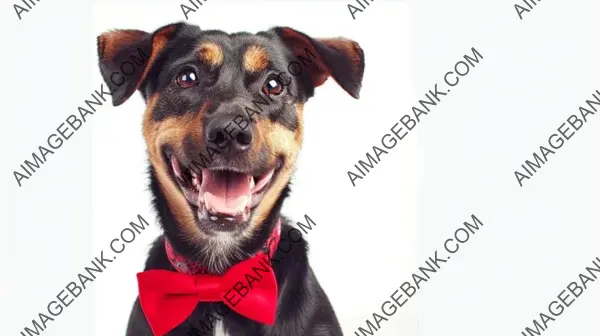 Stylish Dog with Red Bow Tie: A Portrait