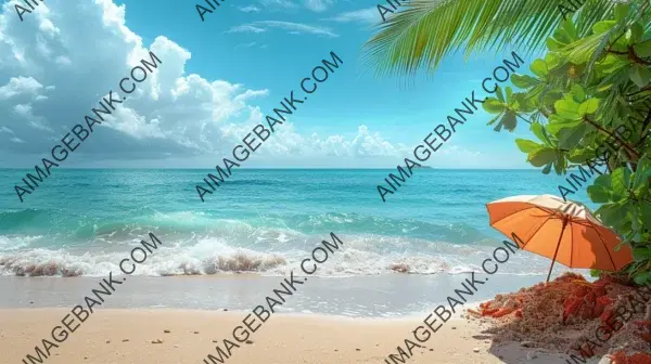 Beach Scene with Umbrella: Serene Summer Vacation