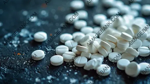 Pills Scattered in Artistic Arrangement on Table