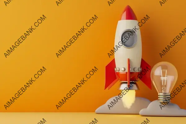 Rocket Light Bulb Illustration on Beige Background