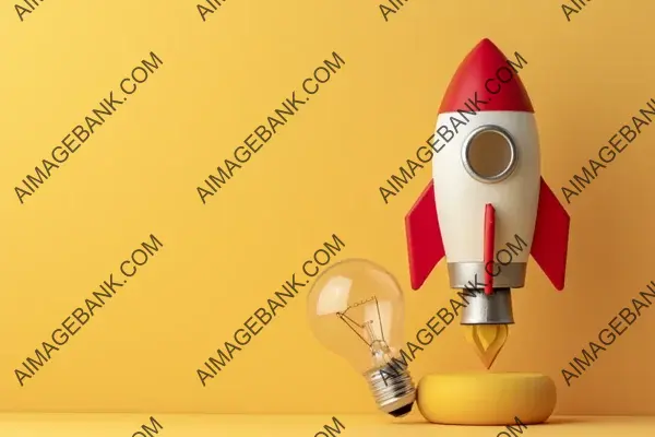 Rocket Light Bulb Design on Beige Background