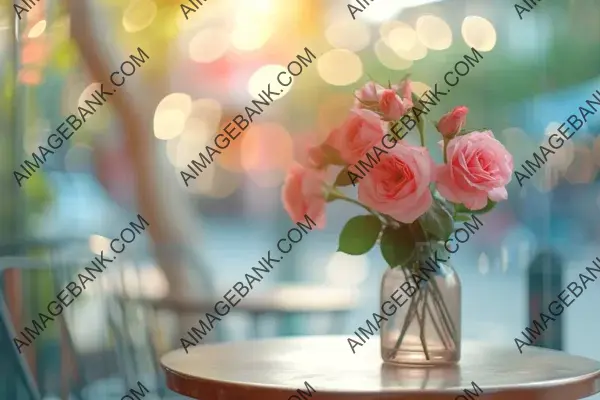 Rose Vase on Table with Beautiful Bokeh