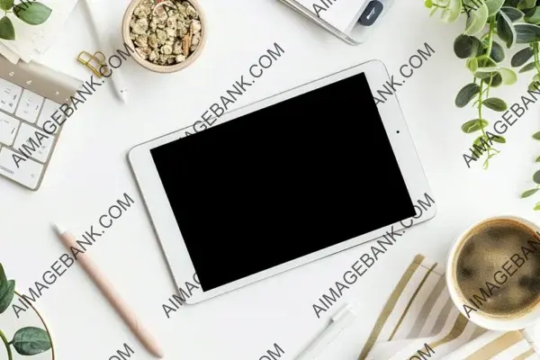 Clean and Simple White iPad Air Mockup from Above