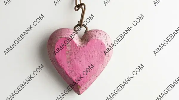 Wall Hook with Pink Heart Isolated