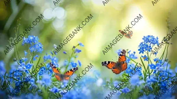 Summer or Spring Meadow with Blue Flowers: Beauty