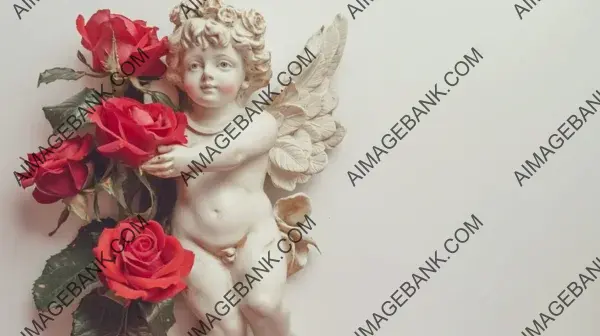 White Background with Cute Cupid and Roses