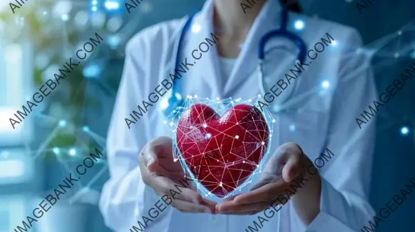 Virtual Little Heart Rate Held by a Doctor on White Background