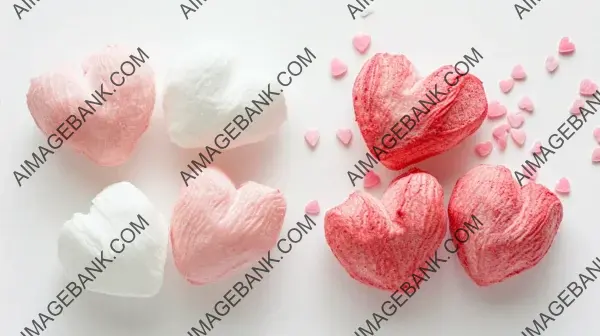 Marshmallow with Red Pink Hearts Isolated