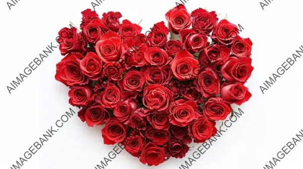 Red Rose Flowers Shaped as Heart on White