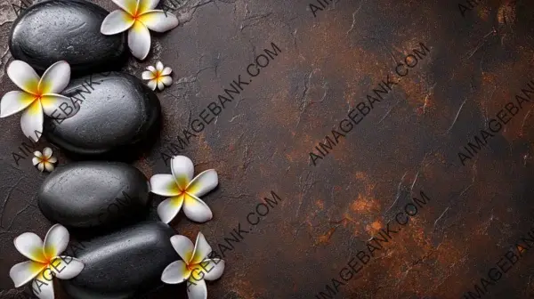 Spa Brown Background with Massage Stones and Exotic