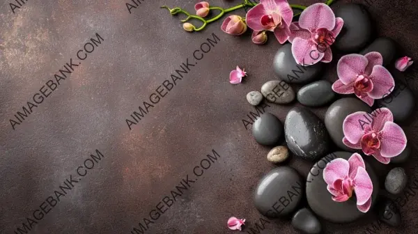 Brown Background with Exotic Spa and Massage Stones