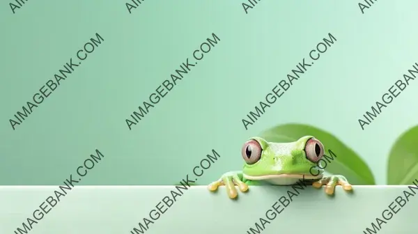 Creative Animal Concept: Green Tree Frog Peeking