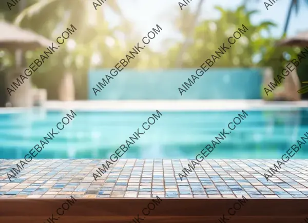 Blurred Mosaic Table: Relaxing Poolside