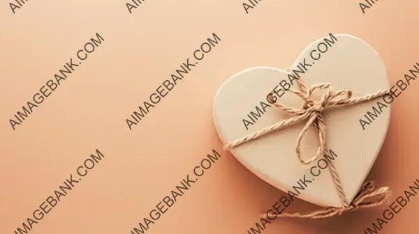 Brown Ribbon: Large Beige Heart-Shaped Box