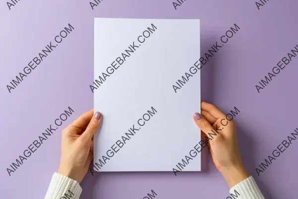 One Sheet Woman Holding Blank Paper Mockup