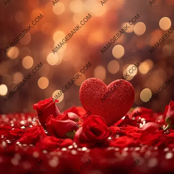Romantic Background: Glowing Hearts and Roses