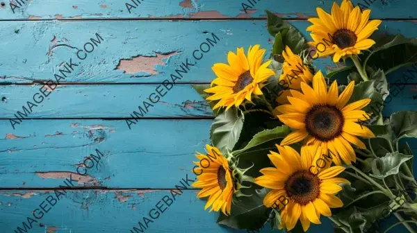 Sunflowers on Blue Wood: Aerial Perspective