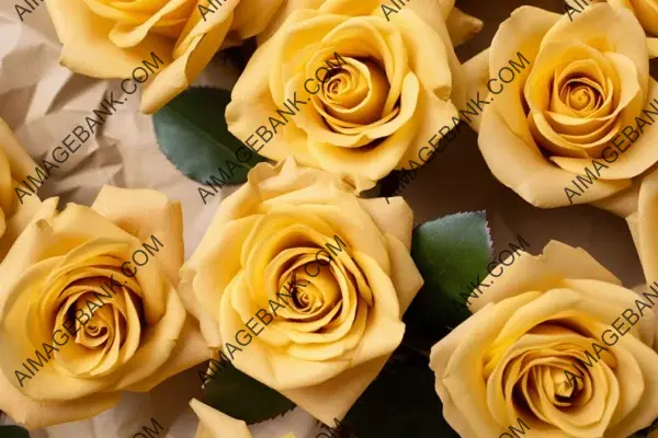 Fresh Cut Yellow Roses on Light Brown Background