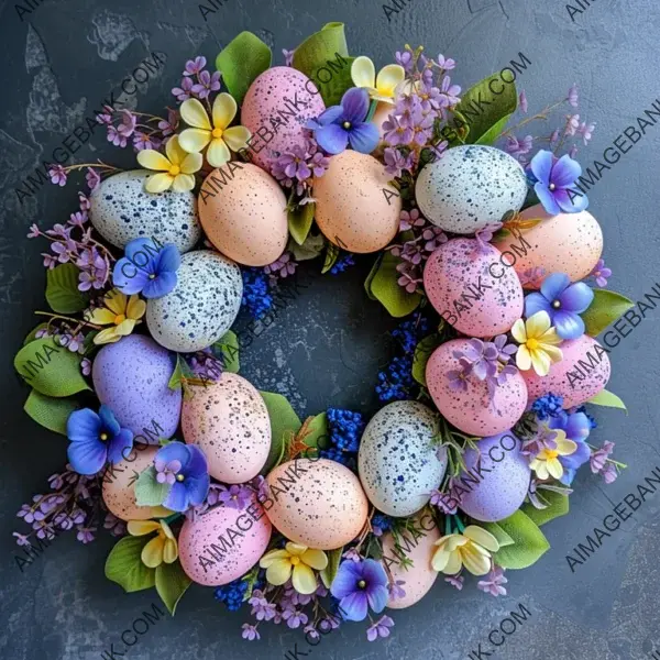 Easter Egg Wreath in Vibrant Colored Style