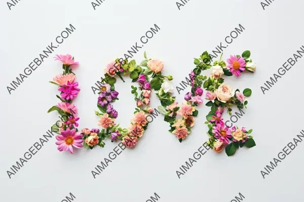 Clean Flowers Forming the Word &#8216;Love&#8217; in Crafted Letters