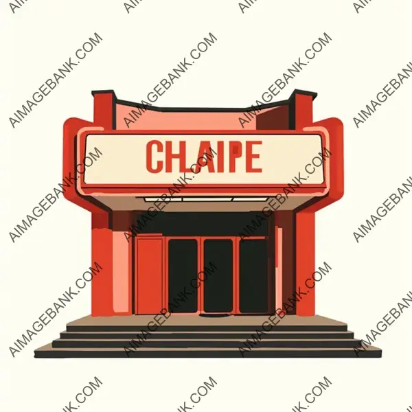 Clipart Sticker of Minimalistic Cinema Entrance