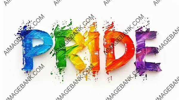 Rainbow-Colored Word &#8216;Pride&#8217; on White Background