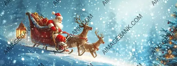 Santa and Reindeer in Christmas Facebook Banner