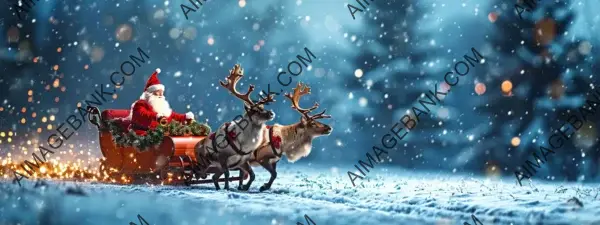 Santa and Reindeer Christmas Facebook Banner