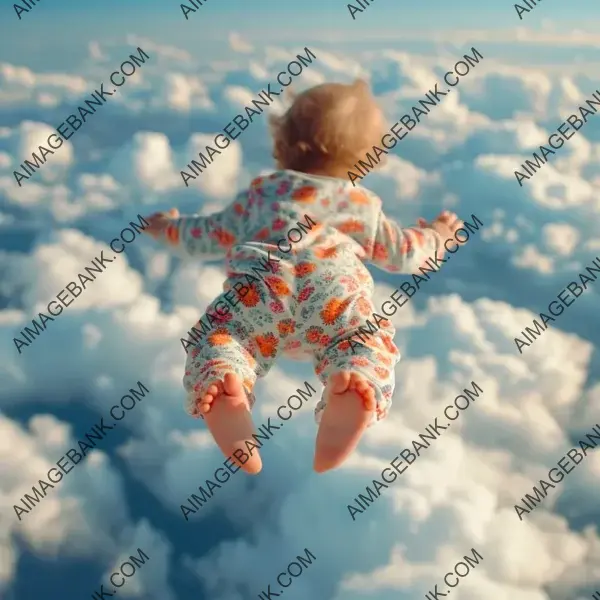 Banner Featuring a Beautiful and Athletic Toddler Skydiving