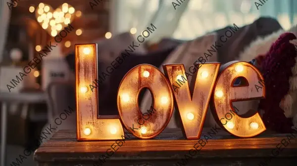 Banner with Brown and White Love Lighted Signage for Valentine