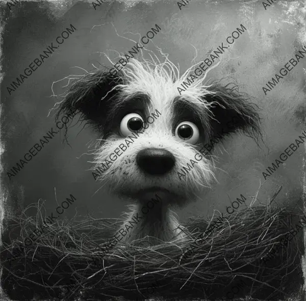 Cartoon Dog with Disheveled Hair: Humorous Illustration