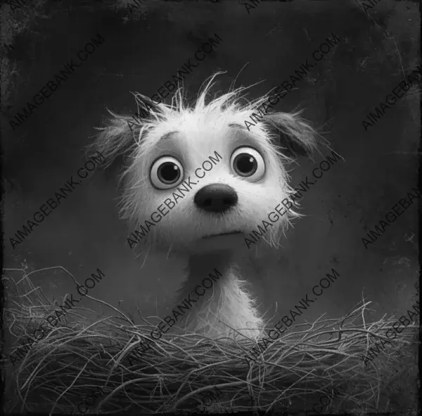 Playful Dog with Unkempt Hair: Cartoon Artwork