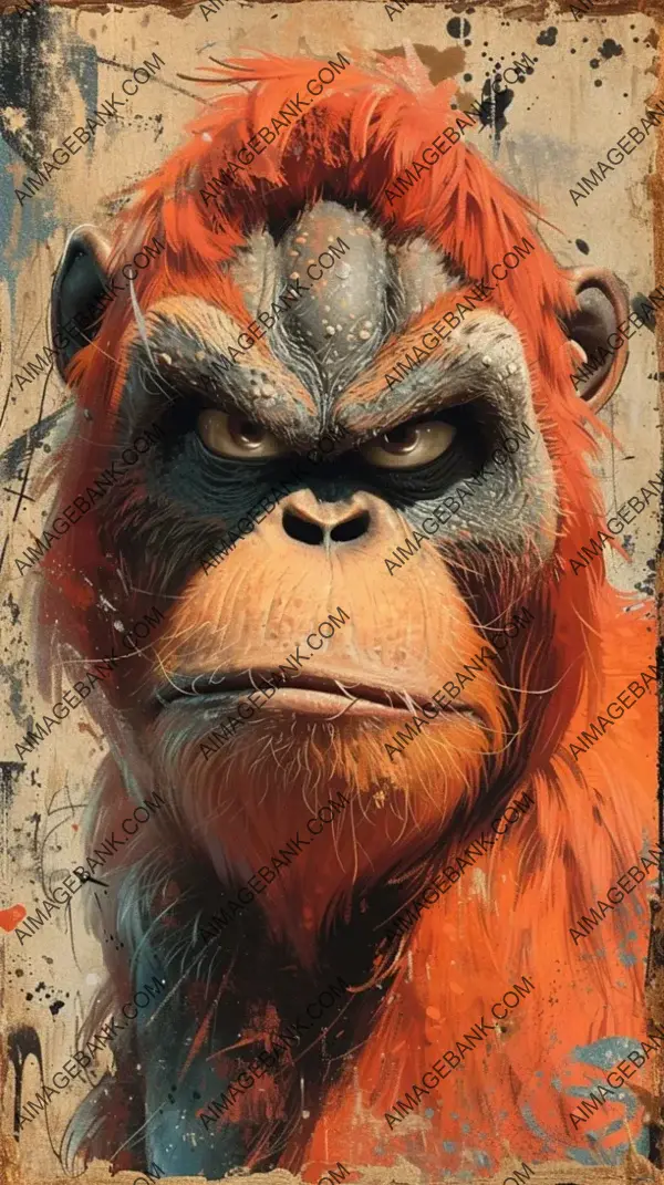 Angry Orangutan Illustration: Playful Cartoon Art